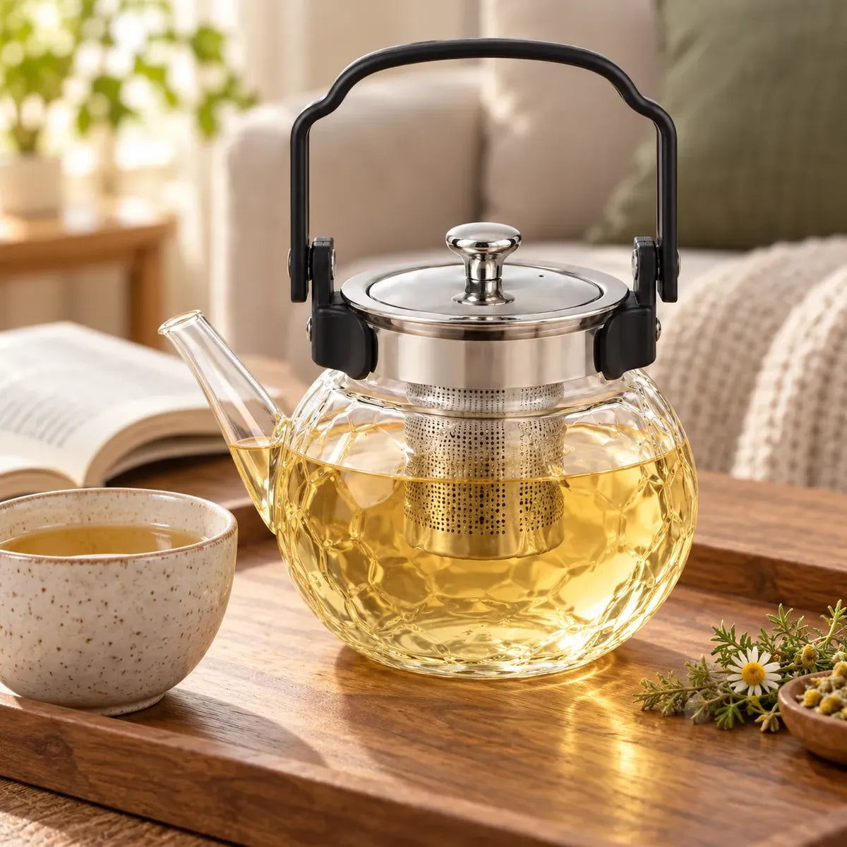 Tetera Infusor De Vidrio Té Infusor Acero Inoxidable 800 Ml