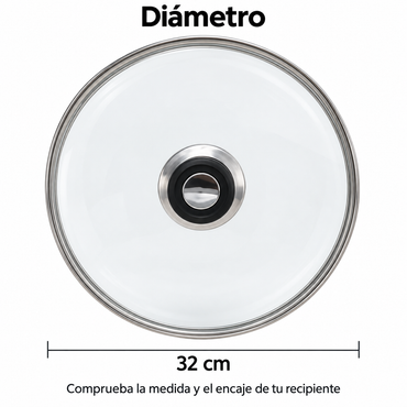Tapa de Cristal 32 Cm para Sartén, Ollas Vidrio