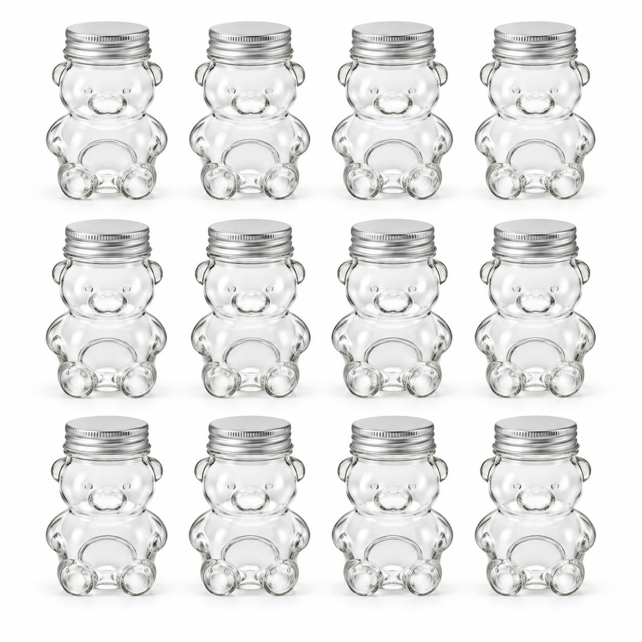 Pack 12 Botellas De Vidrio Osito 30 Ml Con Tapa Roscada