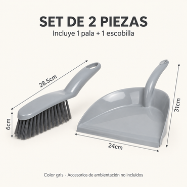 Set de Pala Recogedora de Basura Gris Claro