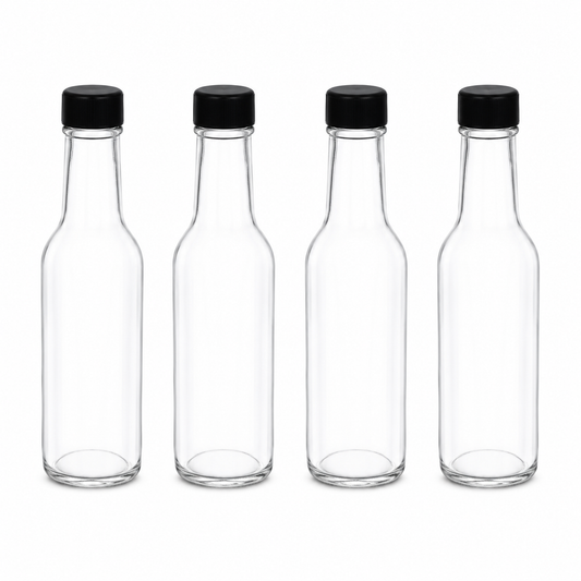 Pack 4 Botellas de Vidrio 150ml para Salsa, Esencias Vidrio