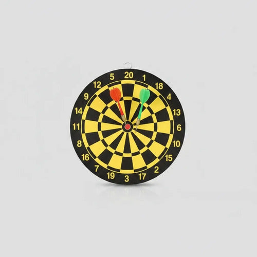 Tablero Tiro Al Blanco Reversible 22 Cm Con Dardos Amarillo