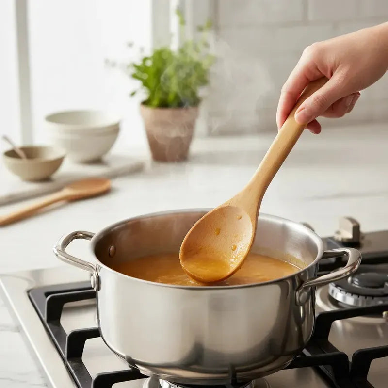 Set 4 Utensilios De Cocina Cucharas De Madera Palo Cuchara