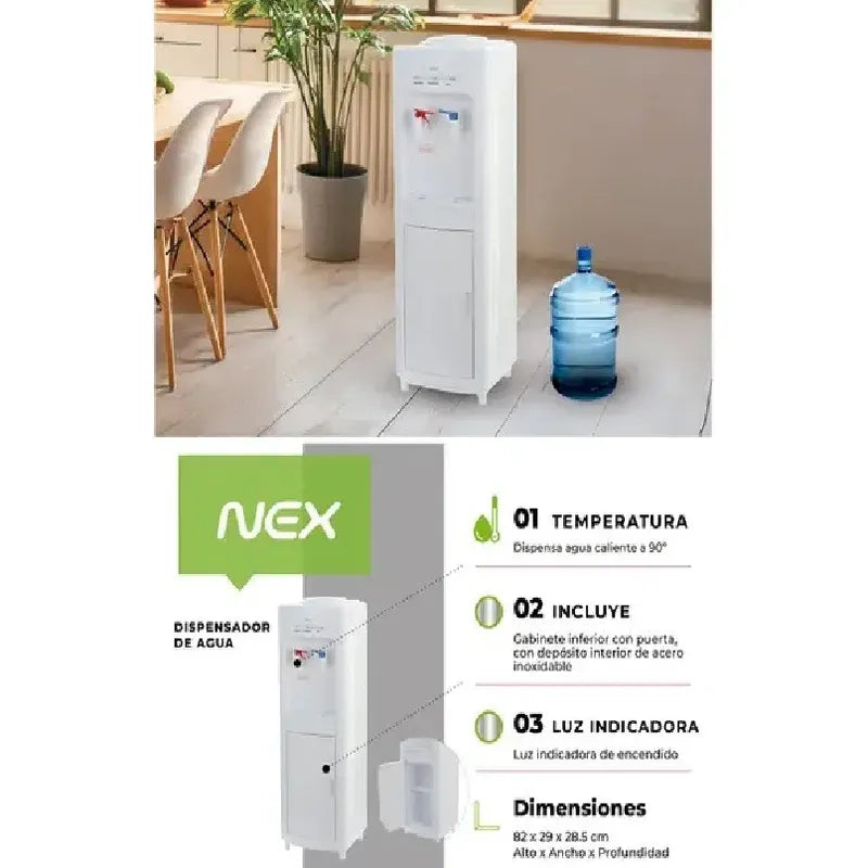 Dispensador De Agua Nex Pedestal 20l Fría Caliente Color Blanco