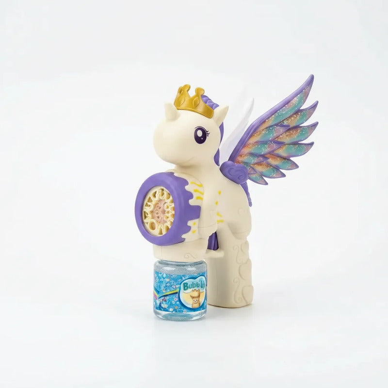 Pistola De Burbujas Unicornio Para Niños Automática Rosa Y Blanco