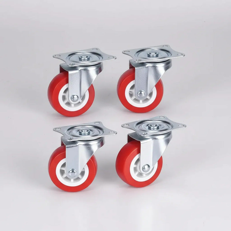 Pack De 4 Ruedas Giratorias Multifuncionales De 75mm Rojo