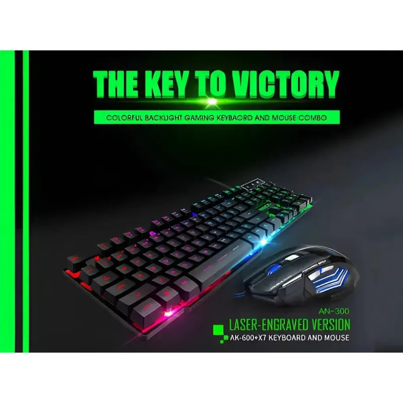 Kit Teclado Y Mouse Gamer Rgb An-300 Negro