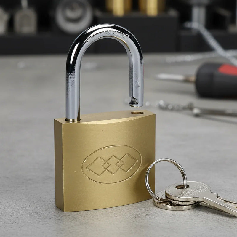 Pack 4 Candados 28mm Con Llaves Seguridad Dorado Mochila Lok Dorado
