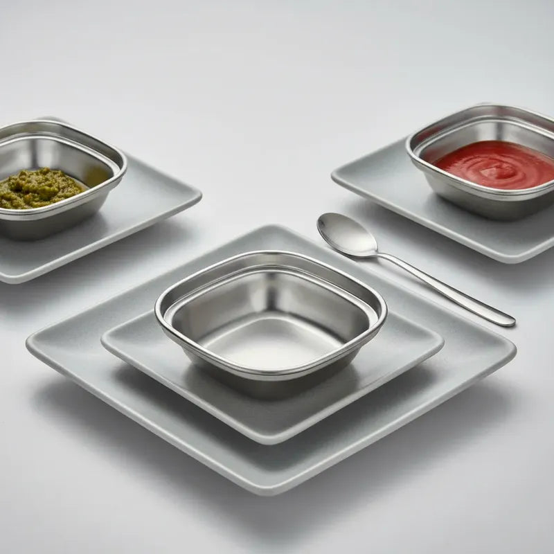 Pack 4 Pocillos Salsas Acero Inoxidable Dip Cocina Acero Inoxidable
