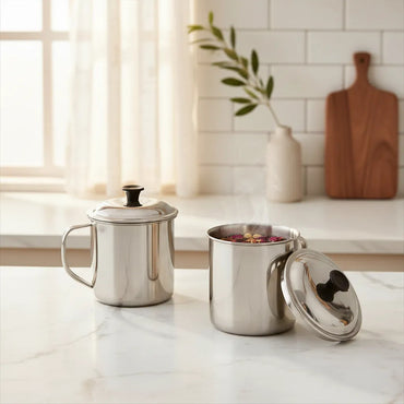 Taza De Té Con Tapa De 10 Cm - Ideal Para Bebidas Calientes Acero Inoxidable Taza