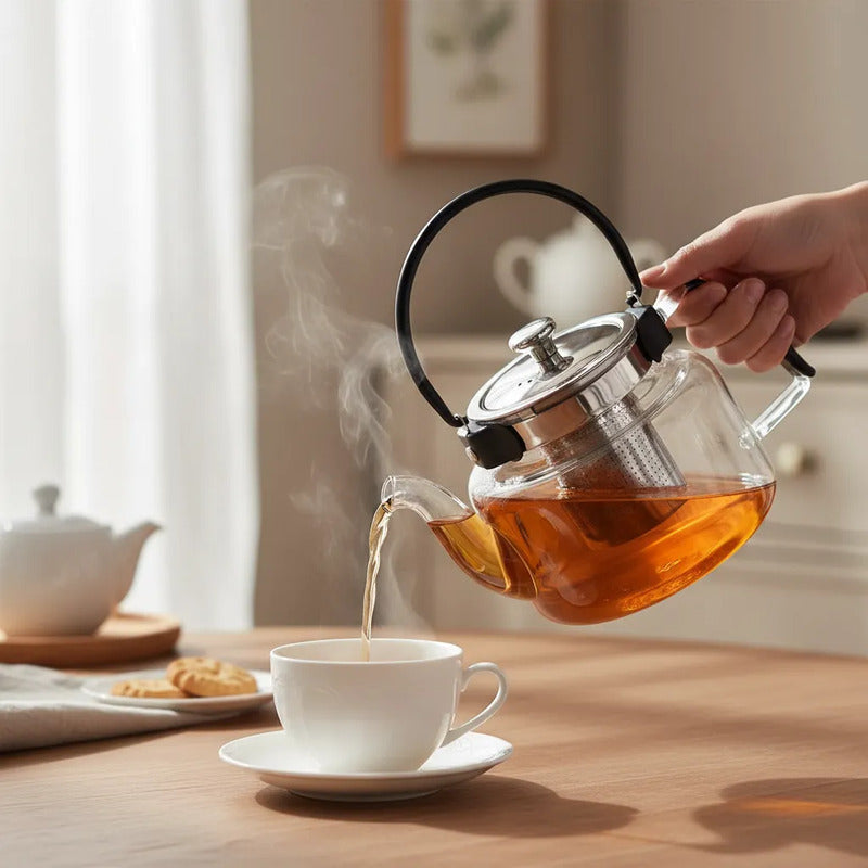 Tetera De 1.5l Con Infusor De Acero Inoxidable Transparente