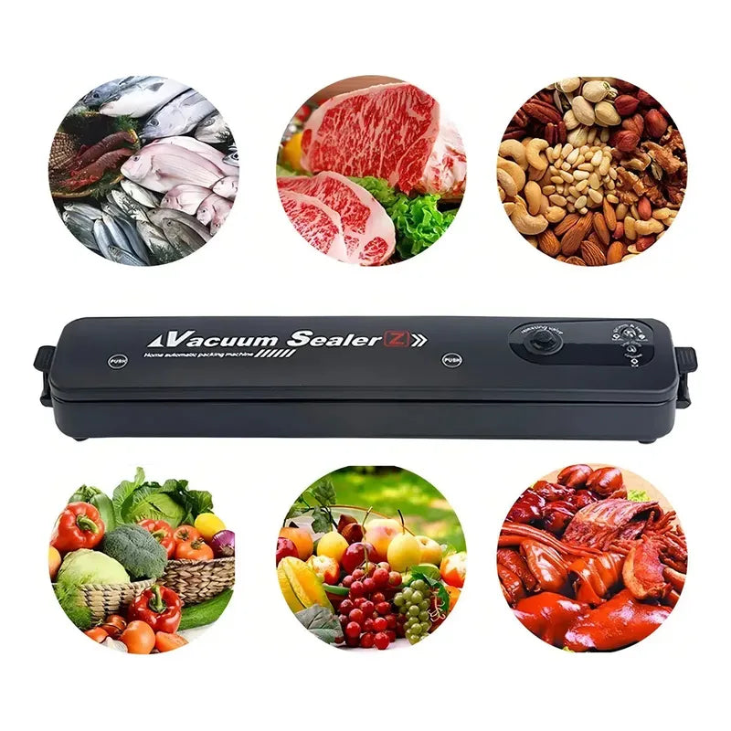 Maquina Selladora Al Vacio Para Alimentos Cocina + 10 Bolsa Negro