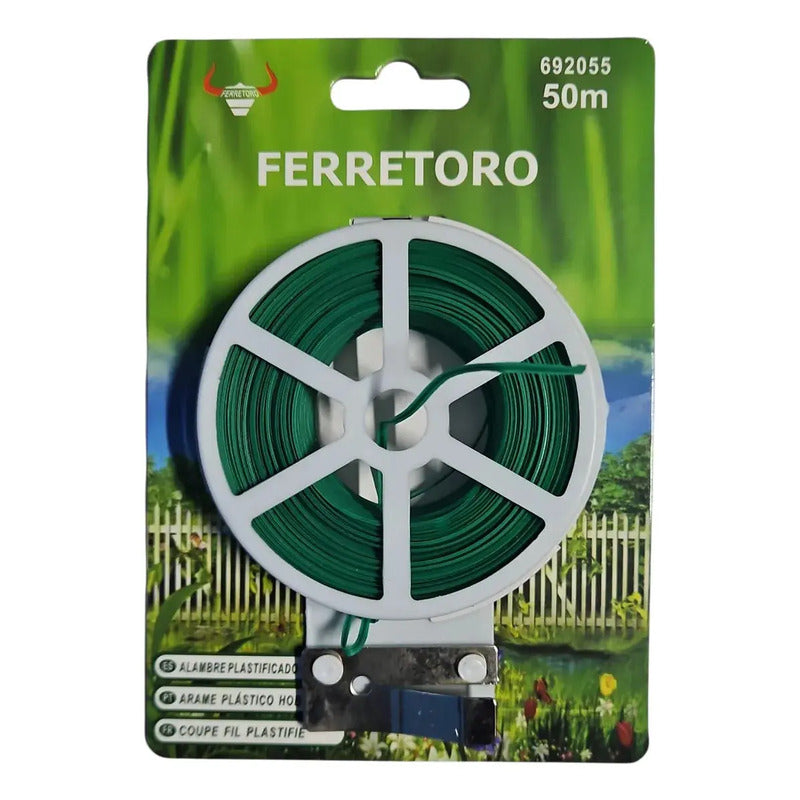 Rollo Alambre De Metal Plastificado 2mmx50mts Verde