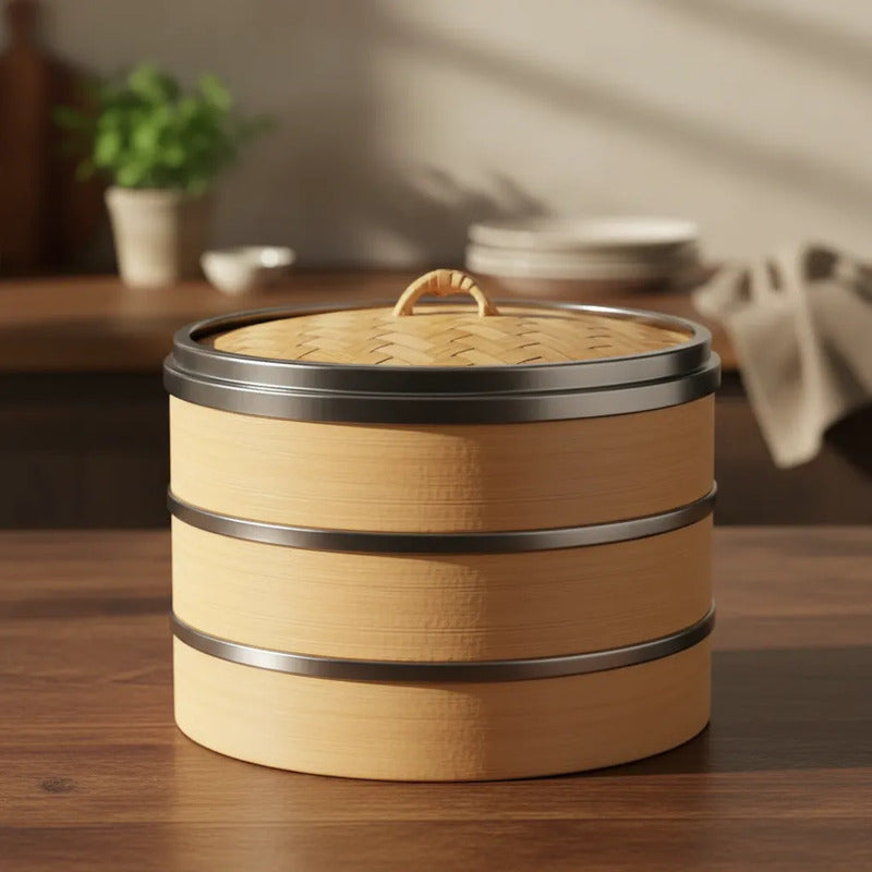 Olla Vaporera De Bambu De Cesta 18 Cm Bambú