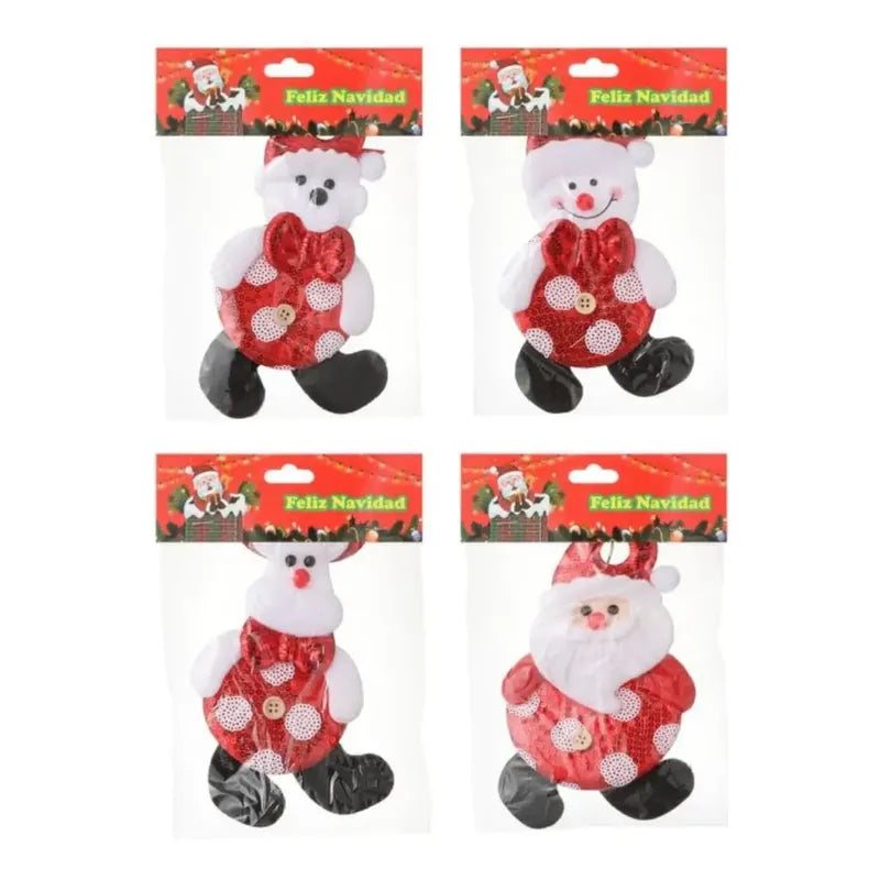 Pack 4 Adornos Navideños De 18x10,5 Cm Rojo