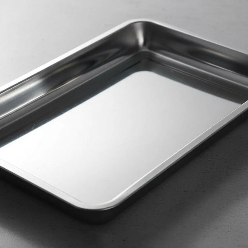 Plato De Acero Inoxidable 40 X 30 4.8cm Plateado