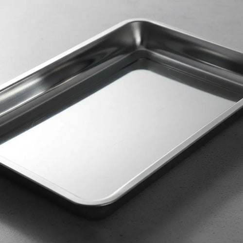 Plato De Acero Inoxidable 40 X 30 4.8cm Plateado