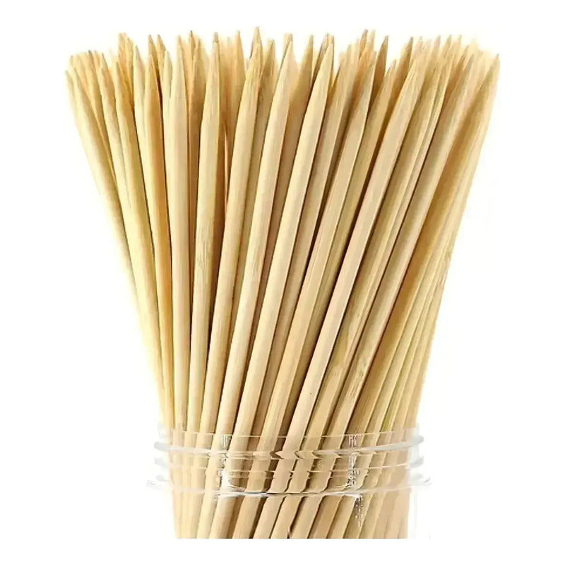 Palos Para Anticuchos Brochetas Bambú 3mm X30 Cm 80 Piezas Beige