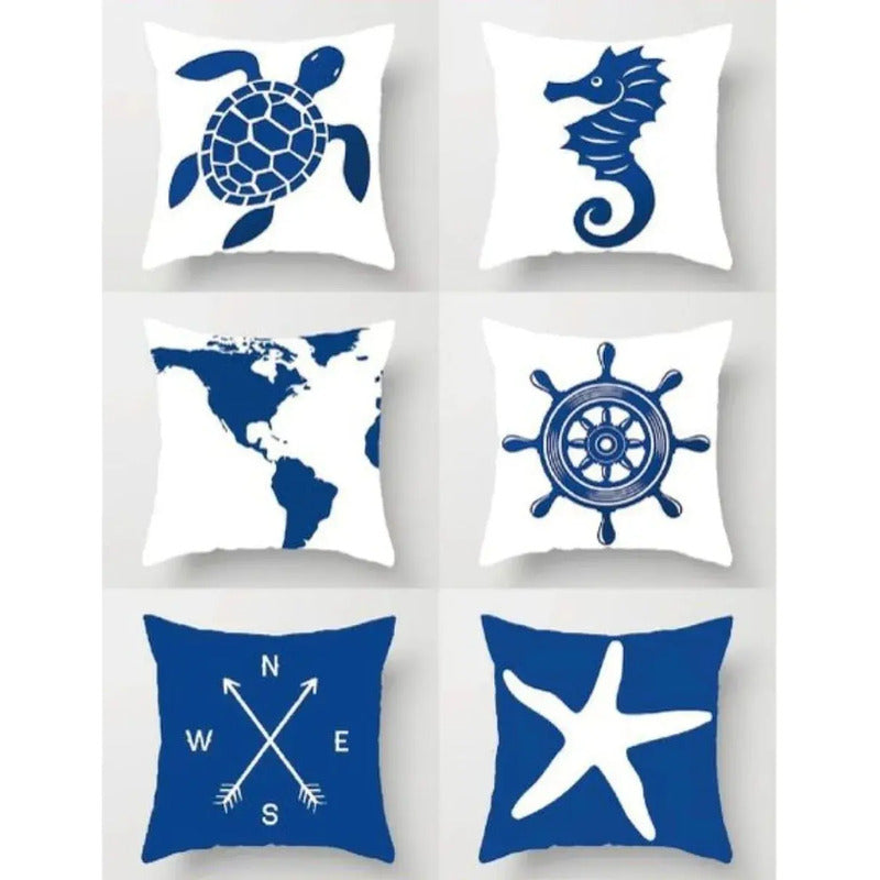 Pack X6 Fundas De Cojines 45x45 Cm, Súper Suaves Mar