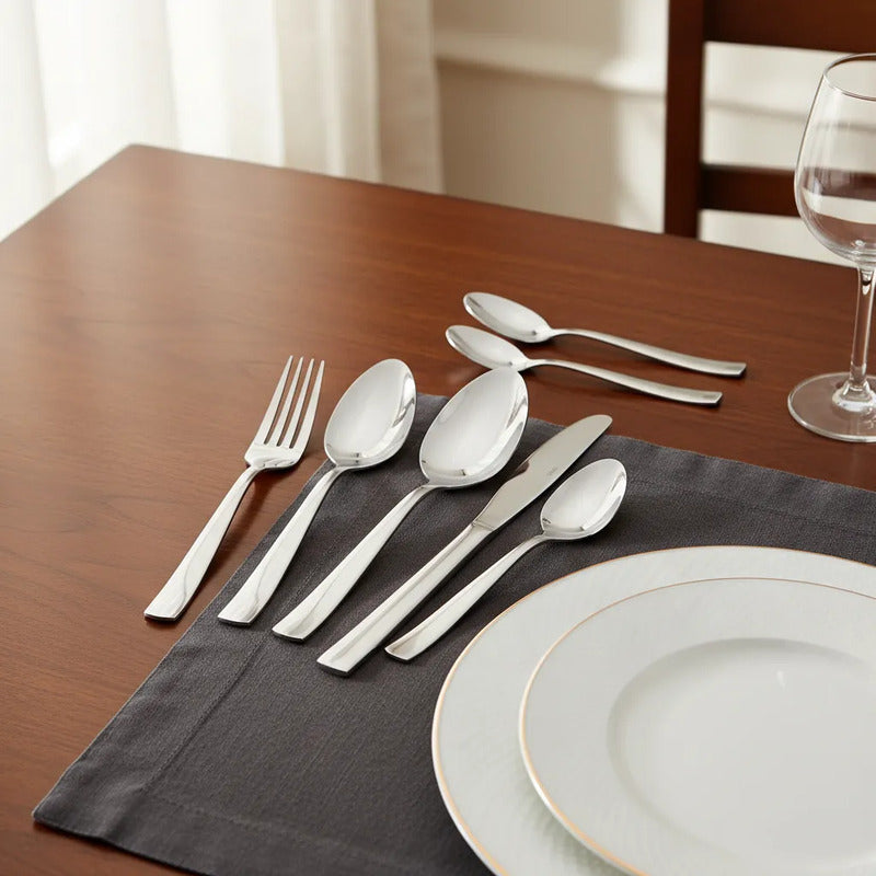 Set De Cubiertos Clásica Acero Inoxidable 24 Piezas Mica Plateado