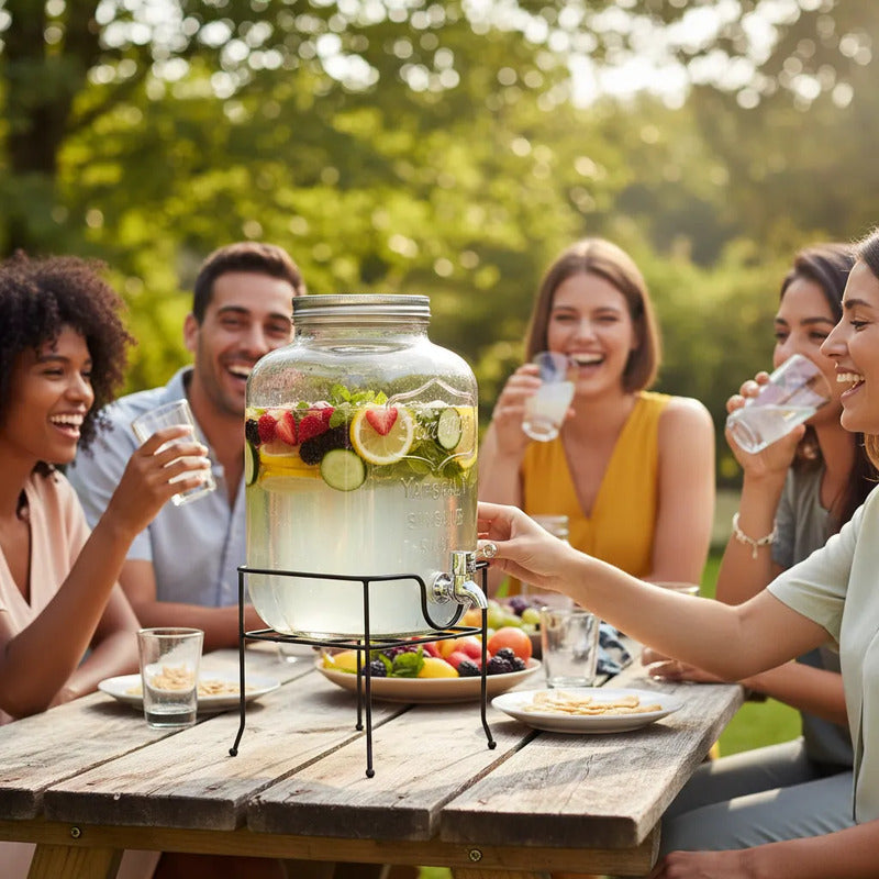 Dispensadores De Vidrio Para Bebidas Y Jugos Con Atril 8lts Vidrio