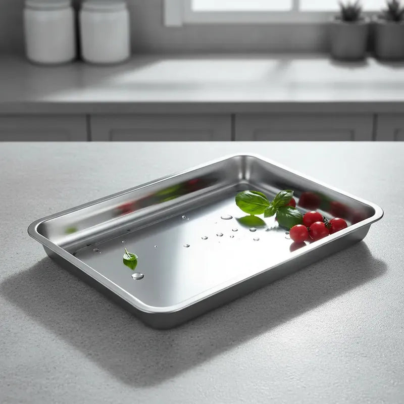 Pack De 3 Platos De Acero Inoxidable 50 X 35 4.8cm Plateado