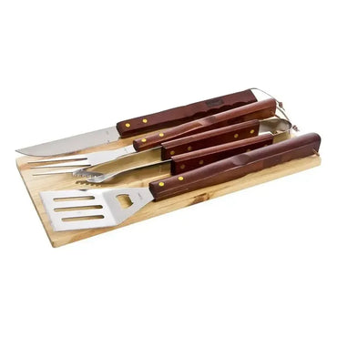 Kit De Herramientas Para Asado 4 Piezas Con Tabla