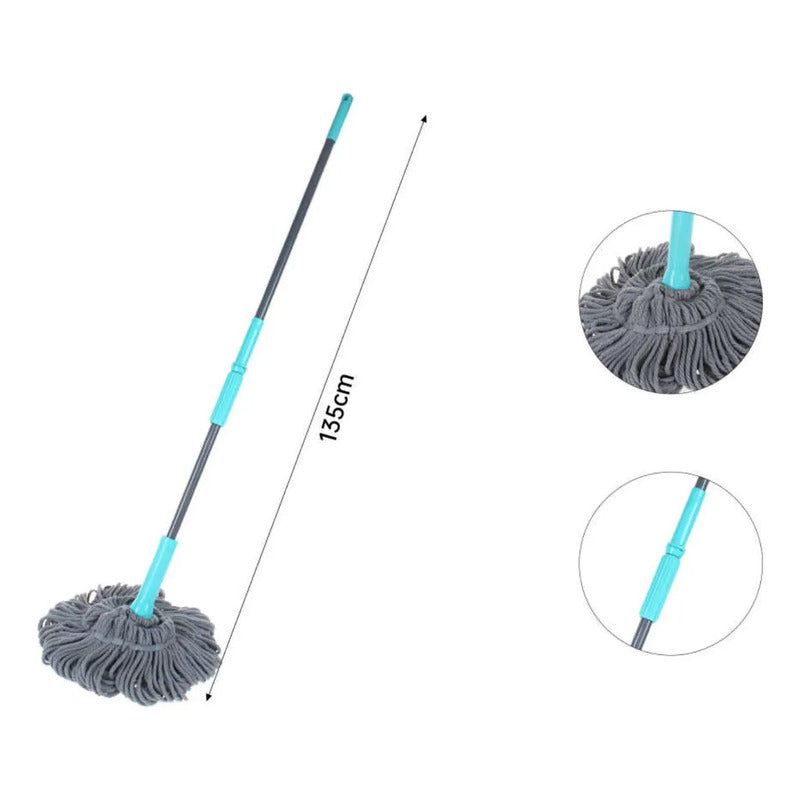 Mopa Trapeador Con Exprimidor Automatico Funcional 135cm Celeste