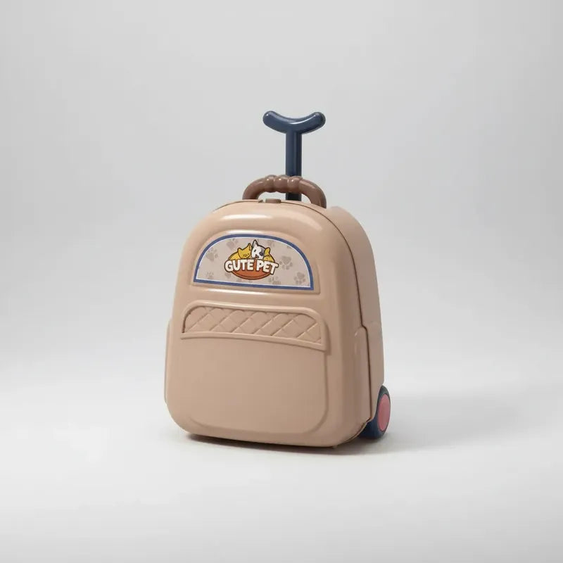 Set Veterinaria Infantil 4 En 1 Tipo Maleta Con Ruedas Rosa