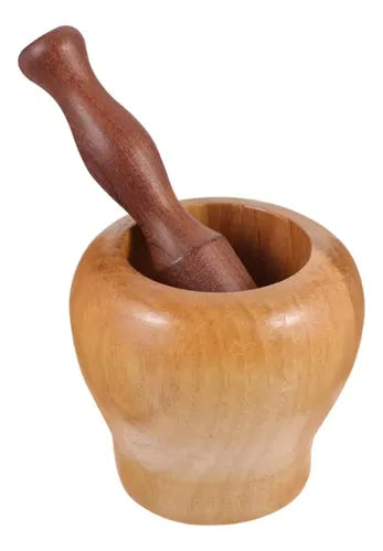 Mortero De Madera Baoma Con Pilón, Para Especias Y Hierbas Marrón