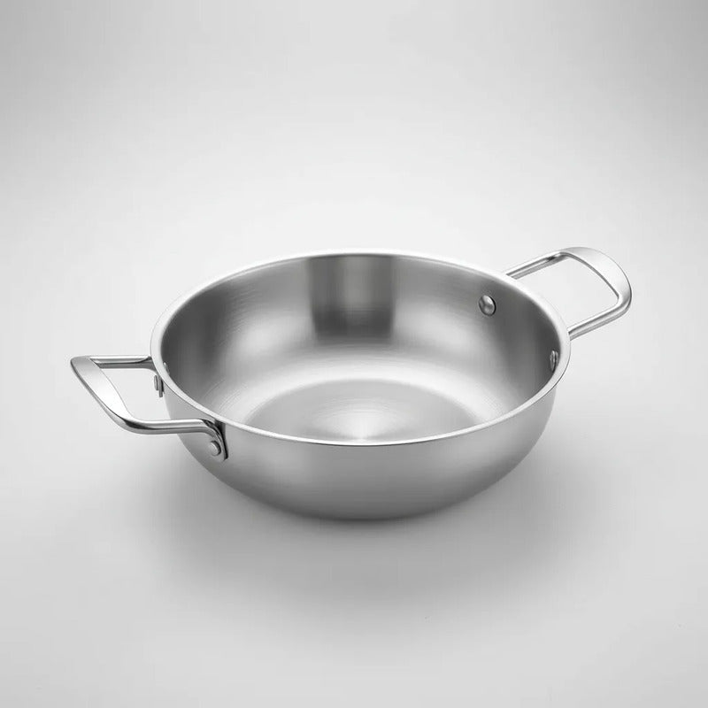 Sartén Coreana De Acero Inoxidable 24cm Con Dos Orejas Acero Inoxidable
