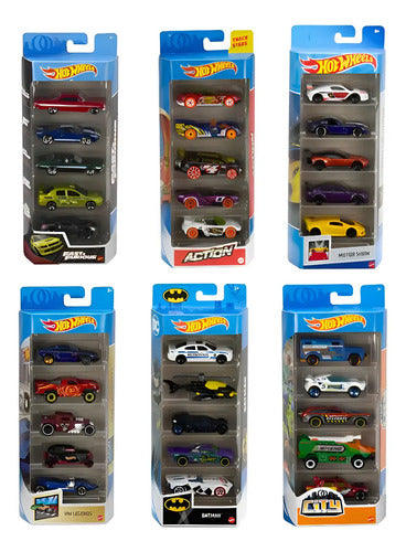 Pack De 5 Carrinhos Hot Wheels 1:64 Miniatura Mattel Sortido