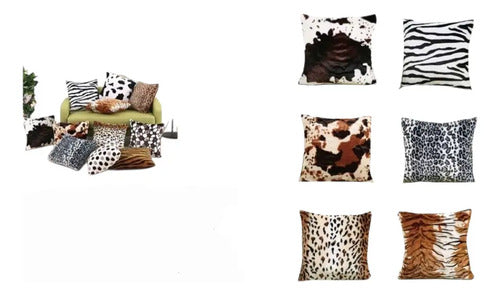 Pack X6 Fundas De Cojines 45x45 Cm, Súper Suaves-animalprint Animal Print