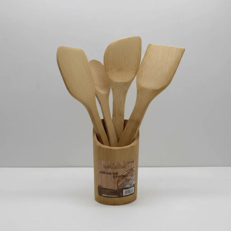 Juego De Utensilios Cocina Madera Resistente Madera