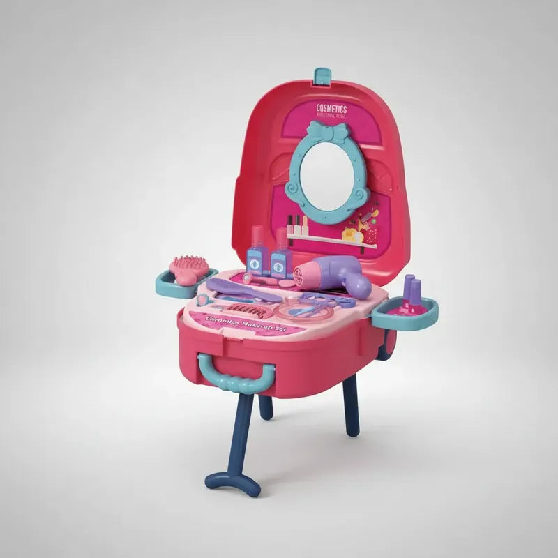 Maleta De Juegos 4en1 Set Salon Belleza Cosmetiquero Rosa Chicle