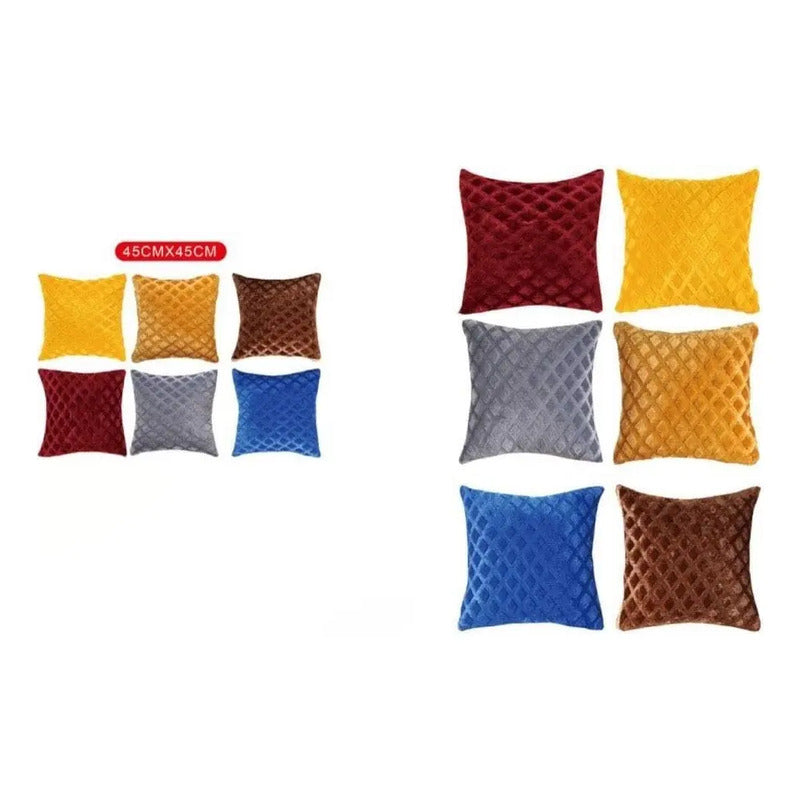 Pack X6 Fundas De Cojines 45x45 Cm, Súper Suaves- Multicolor Multicolor