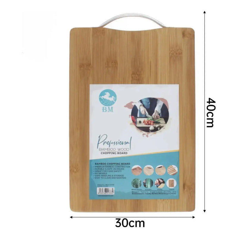 Tabla Bambú Rectangular 40x30 Cm Para Picar Lisa Bambú