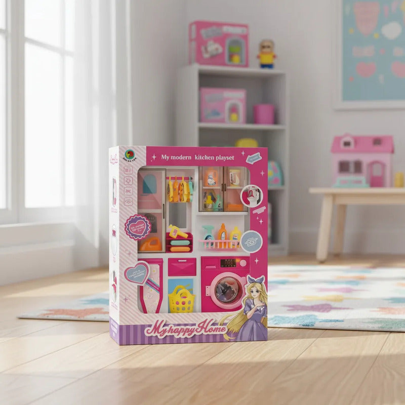 Juego De Mini Lavanderia Para Niña