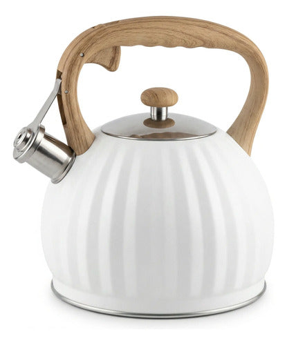 Tetera Acero Inoxidable Silbante 3 Litros Blanco