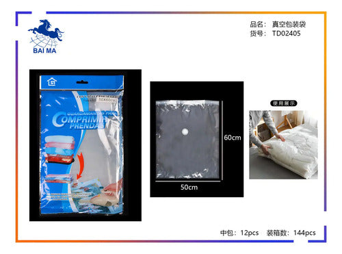 Pack 12 Bolsas 50x60 Al Vacio Comprimir Ropa Ahorra Espacio