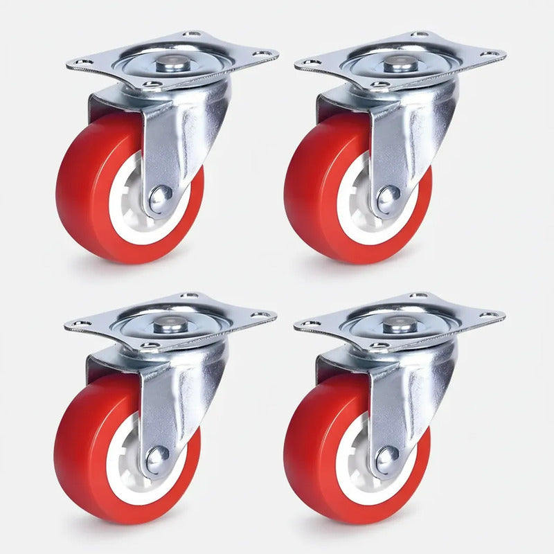 Pack De 4 Ruedas Giratorias Multifuncionales De 65mm Rojo
