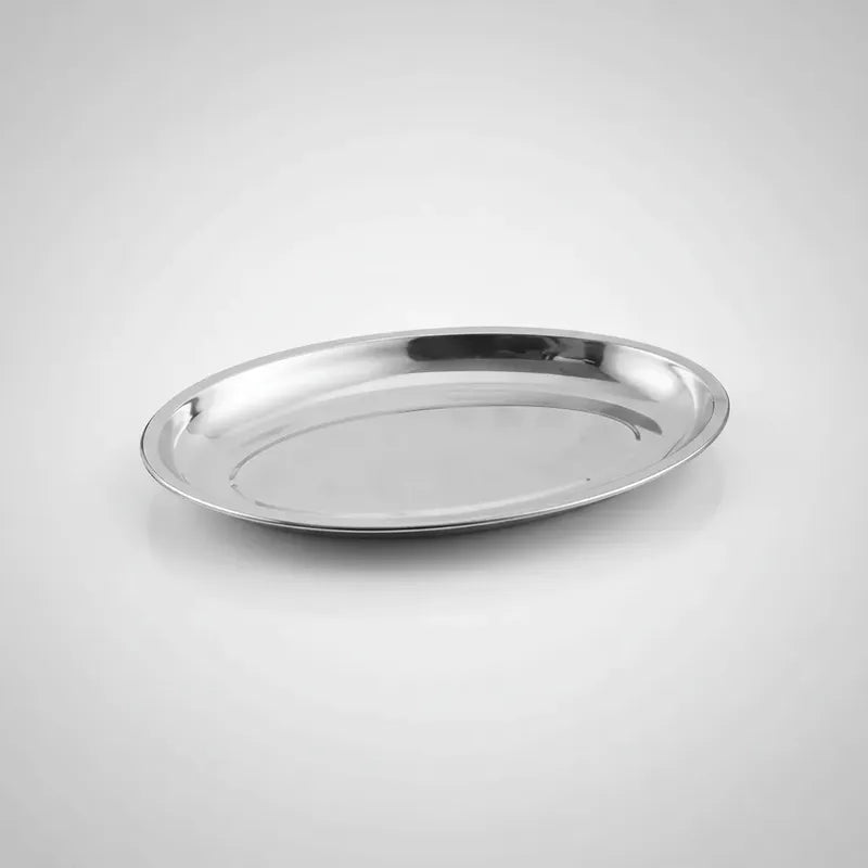 Pack 3 Bandejas Ovalada De Acero Plato Ensaladas Comida 35cm Acero Inoxidable