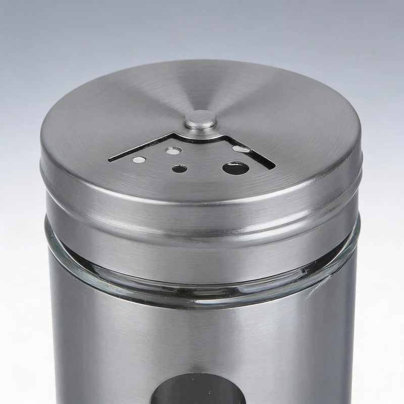Pack 4 Especiero De Metal Plateado 90ml Gris Oscuro