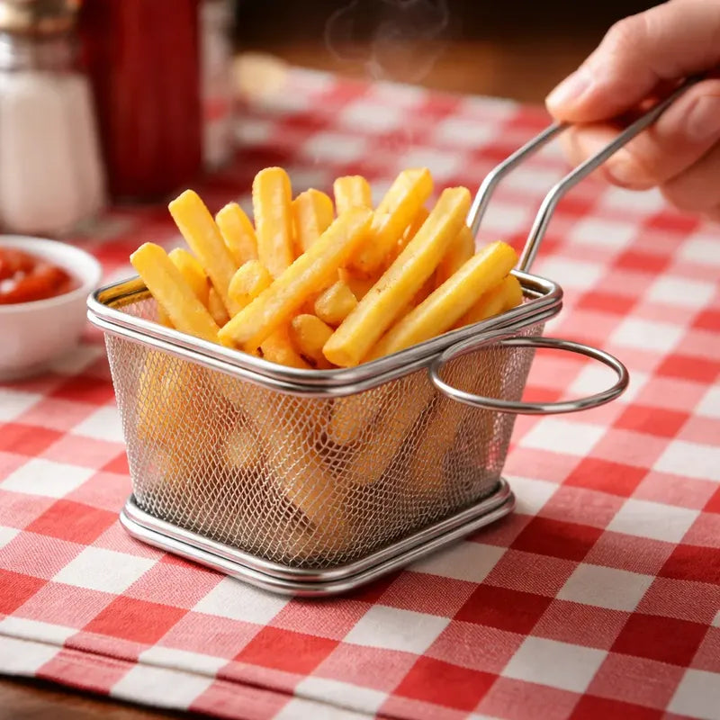 Canasto Canastillo Freidor Papas Fritas 9x10.5 Cesta Metal