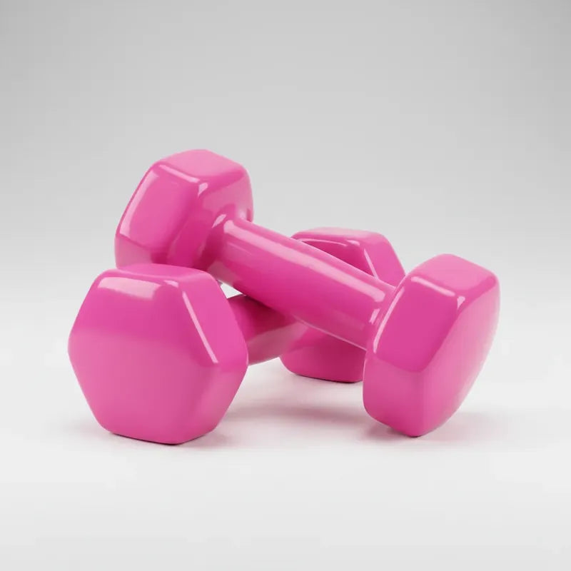Mancuerna Hexagonal Vinilo 3 Kg Genérica Fitness Rosa