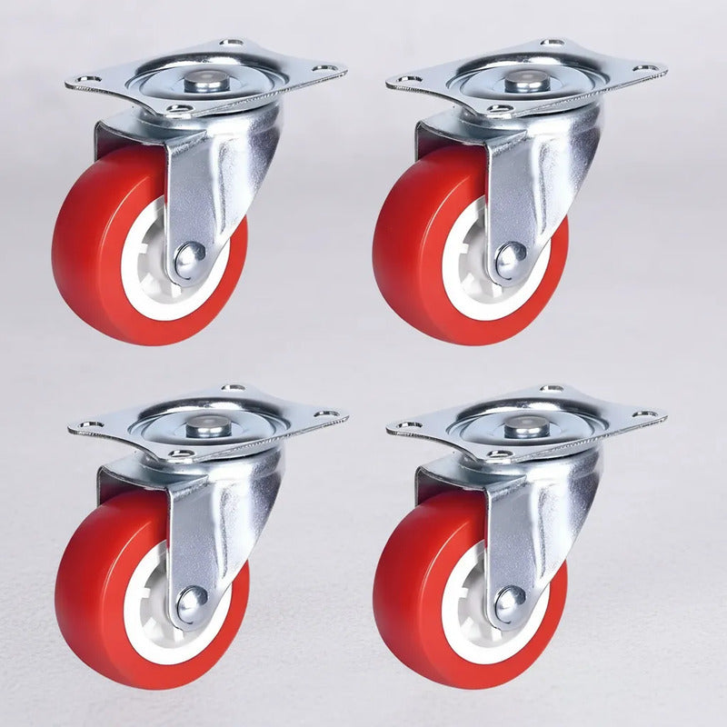 Pack De 4 Ruedas Ratorias Multifuncionales De 50mm Rojo