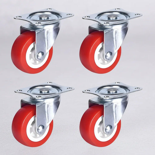 Pack De 4 Ruedas Ratorias Multifuncionales De 50mm Rojo