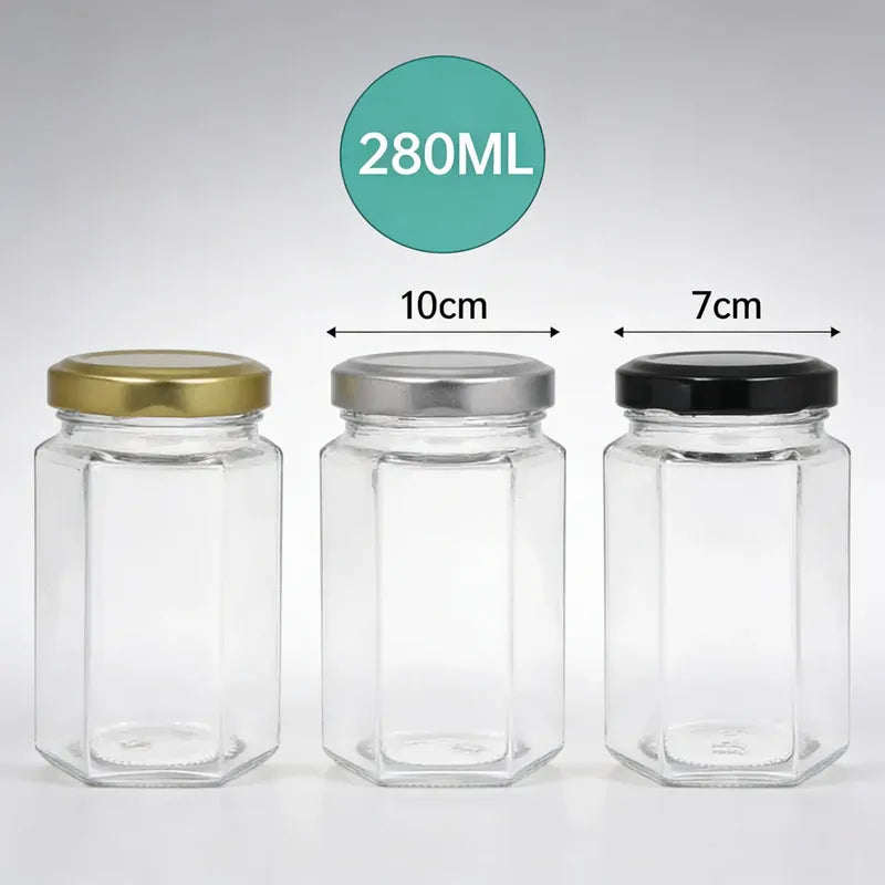 Pack 12 Botellas Hexagonal 280 Ml Compacta Vidrio