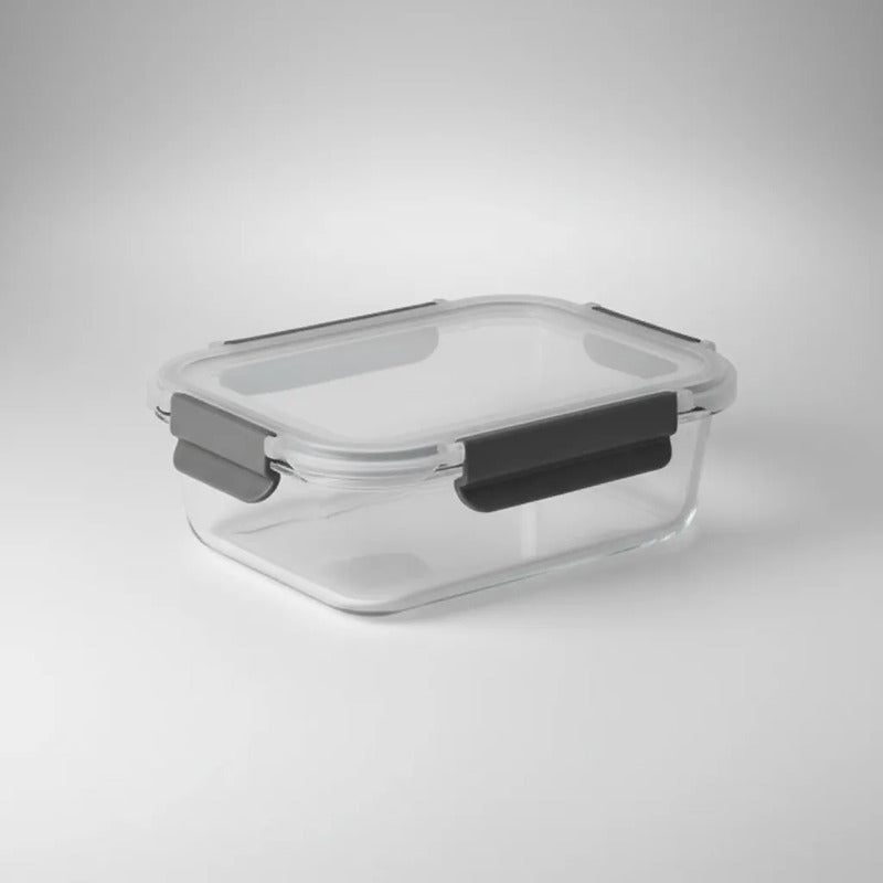 Set 4 Tupper Hermético Vidrio 370ml Transparente