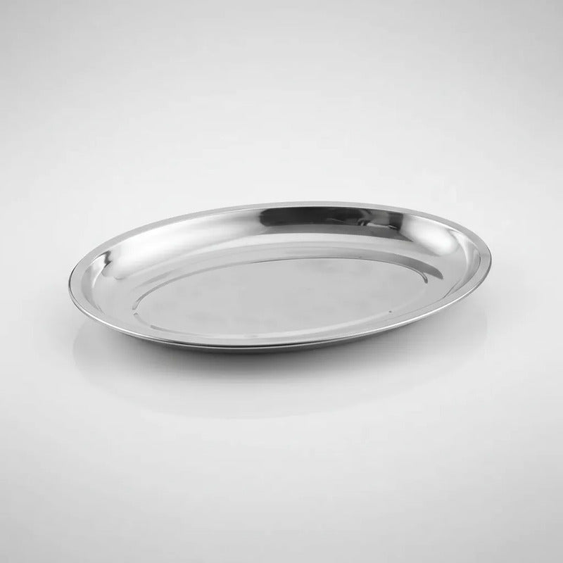 Pack 3 Bandejas Ovalada De Acero Plato Ensaladas Comida 30cm Acero Inoxidable